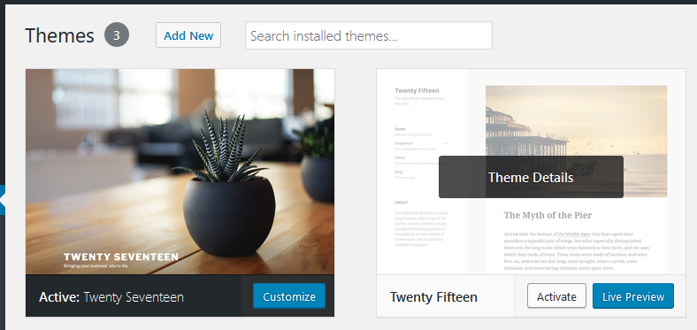 WordPress Themes section