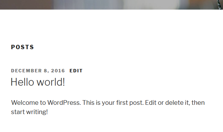 WordPress Website content section
