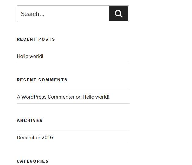 WordPress Website right sidebar