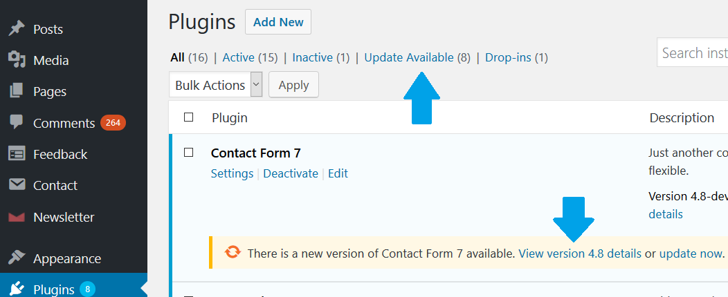 WordPress plugin Contact Form 7 need update