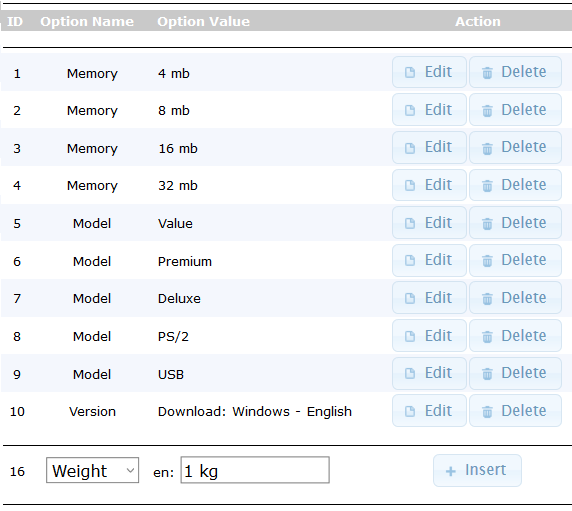 Adding Option Name for osCommerce Product attribute Weight