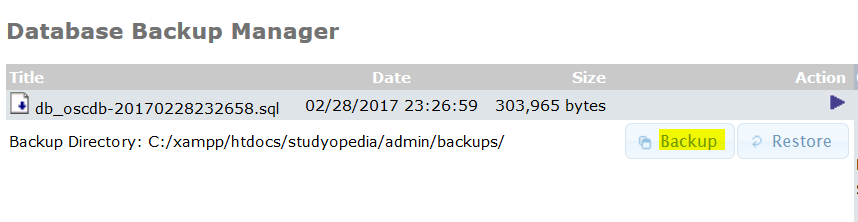 Creating Database Backup for osCommerce store