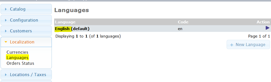 Default language English for osComerce store