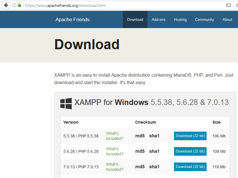 Download XAMPP for osCommerce