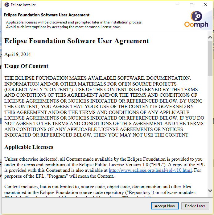 Eclipse Foundation Software User Agreement