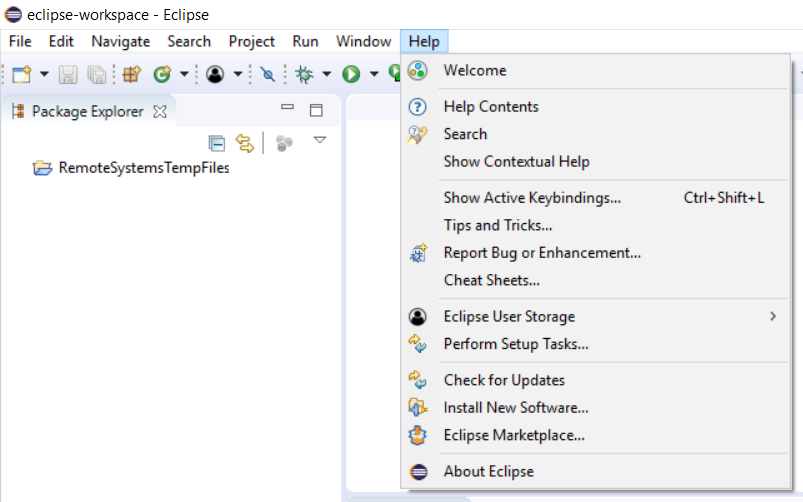 Eclipse Help Menu