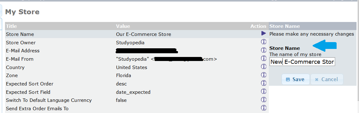 Change osCommerce Store Name