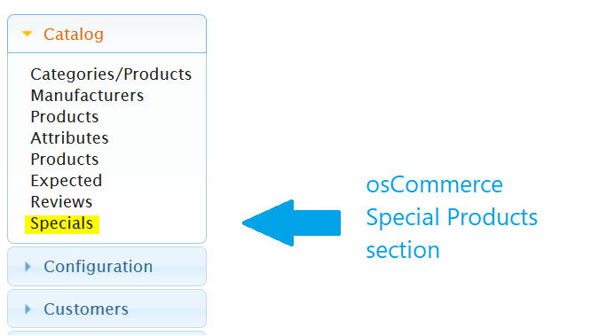 Reach osCommerce Special Products section