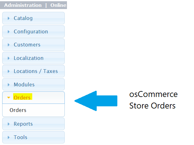 Reaching osCommerce Orders section