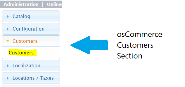 Reaching osCommerce customer section