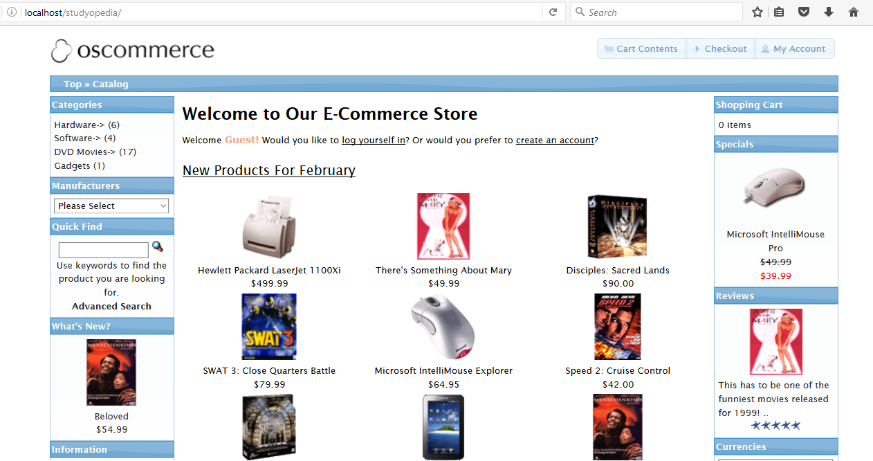 Visit osCommerce store home page