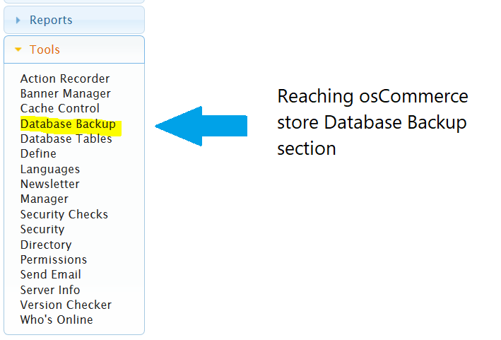osCommerce Database Backup