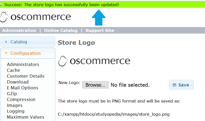 Uploaded the new logo for osCommerce store