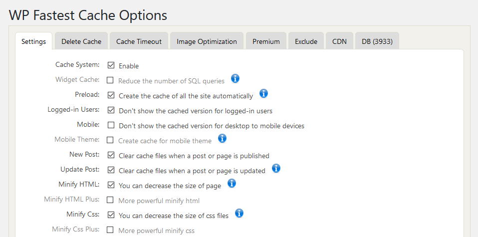 WP Fastest Cache Options to optimize your WordPress website