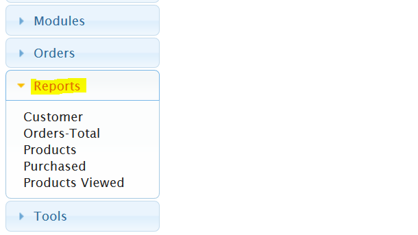 osCommerce Reports Menu