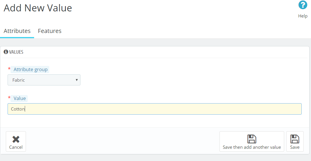 Adding new value to Fabric Product Attribute in PrestaShop