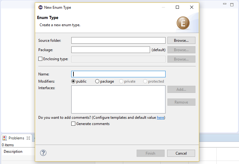 Create new Enum in Eclipse