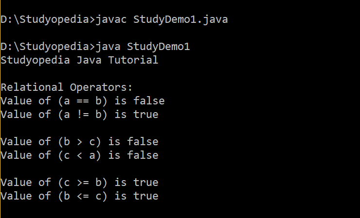 Java Relational Operators