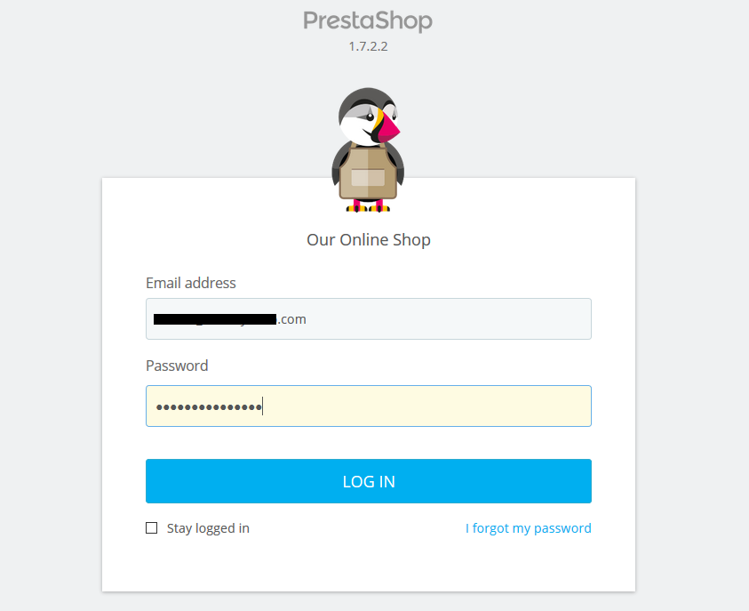 Login PrestaShop Store as admin