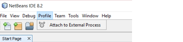 NetBeans IDE Profile menu