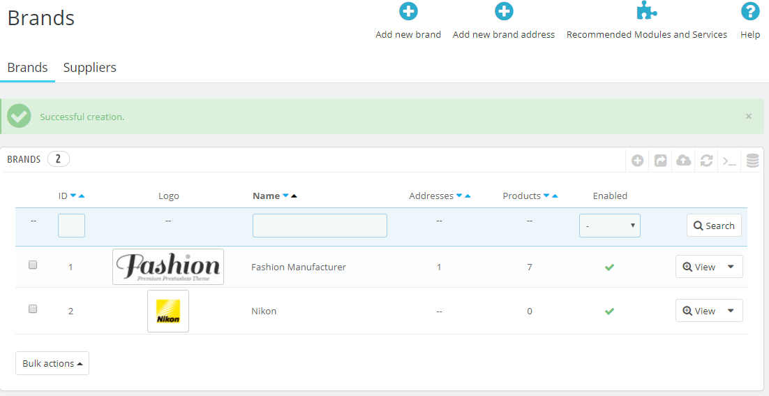 PrestaShop New Brand added