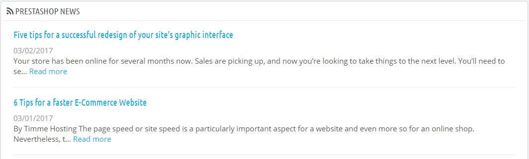 PrestaShop News section