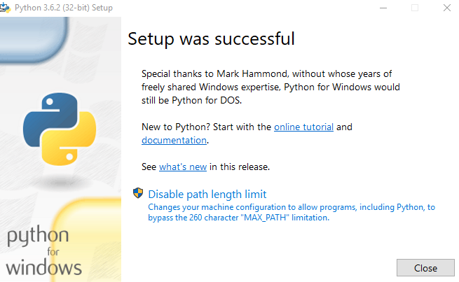 Python 3 installed successfully