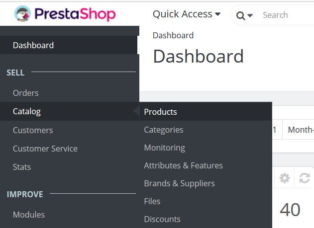 Reach PrestaShop products section