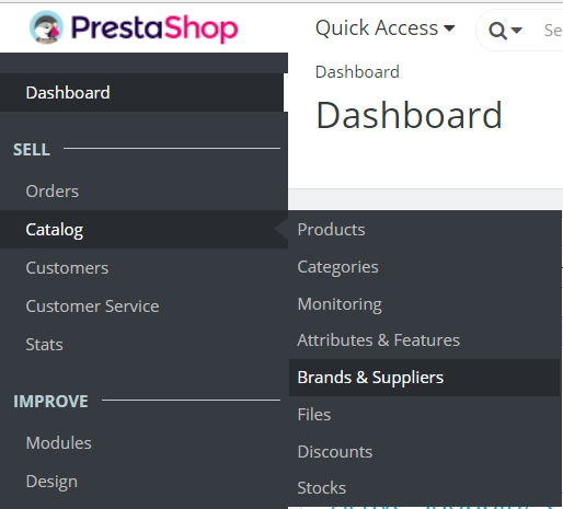 Reaching PrestaShop Store Brand section