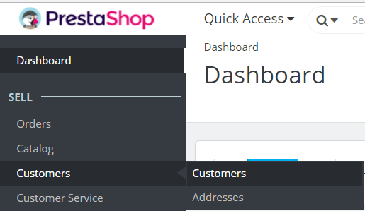 Reaching PrestaShop Store Customer section