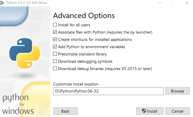 Set Location for Python on Windows