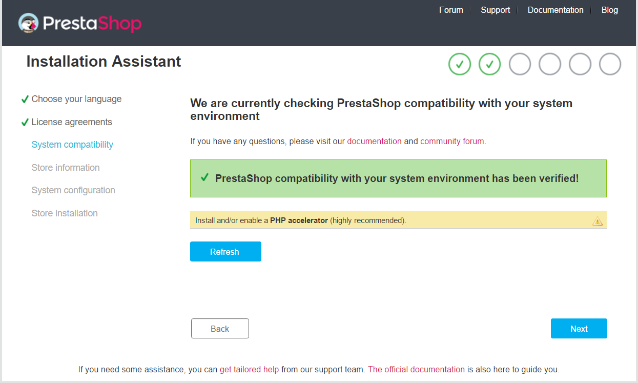 System Compatibility check for PrestaShop installation