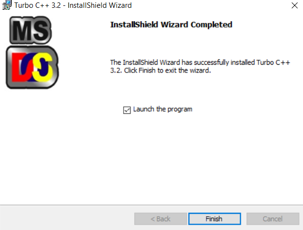 TurboC++ Installation completes
