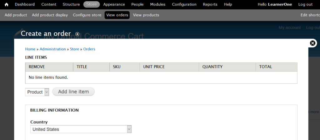 Drupal Commerce Dashboard - Studyopedia