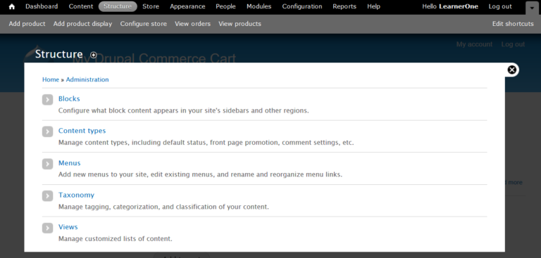 Drupal Commerce Dashboard - Studyopedia