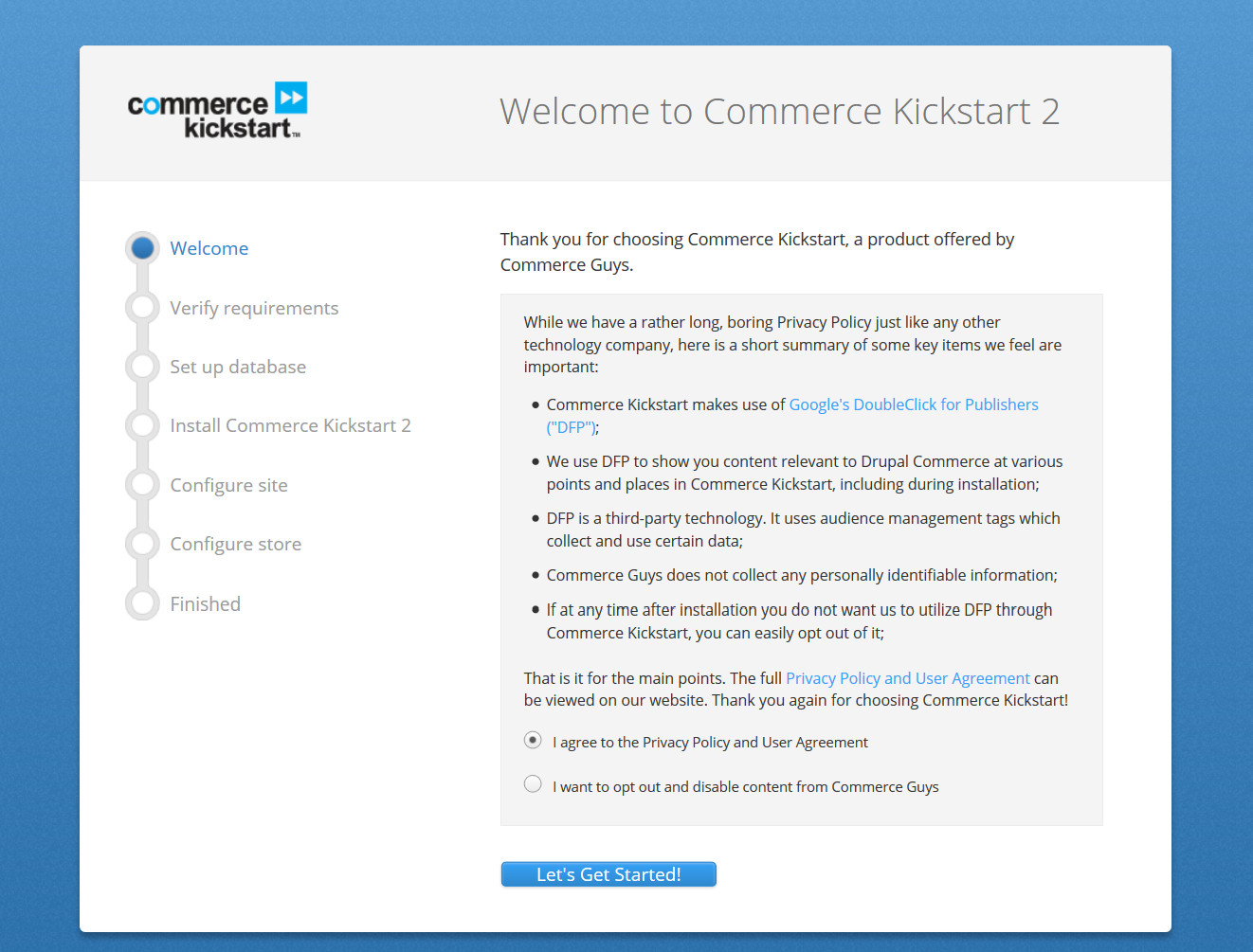 Drupal Commerce Kickstart Installation started