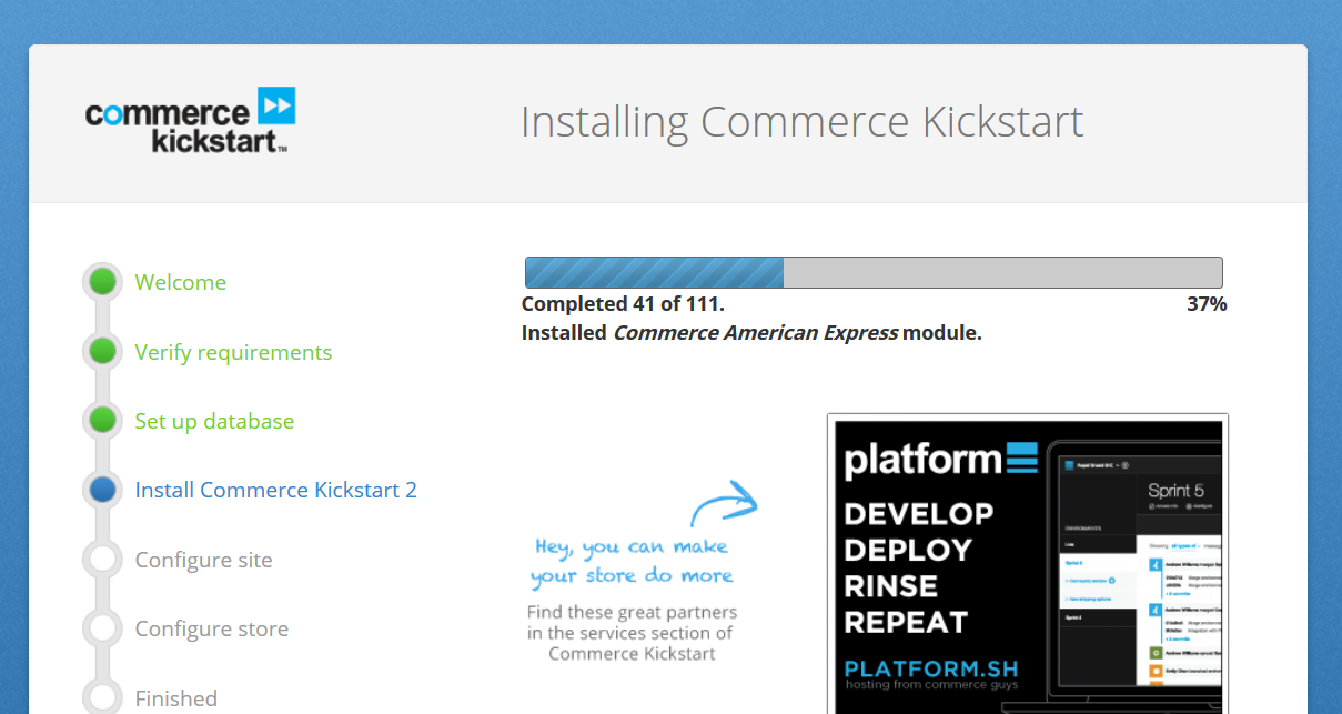 Drupal Commerce Kickstart installing
