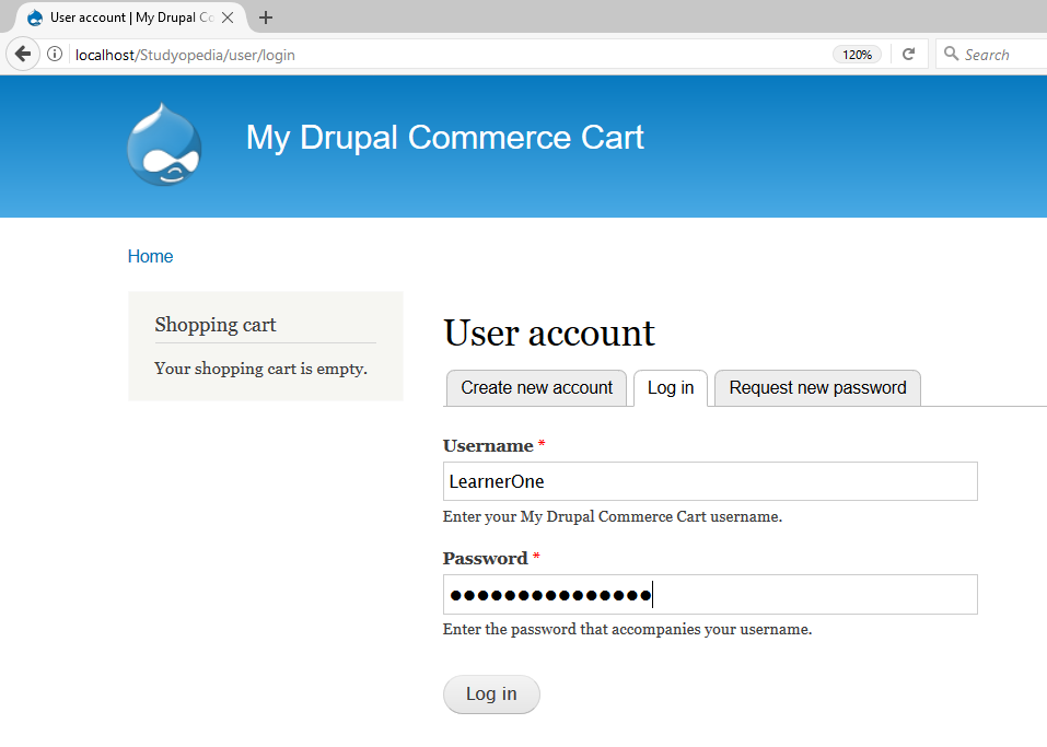 drupal login into my website