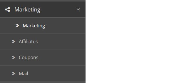 Marketing menu for OpenCart Store