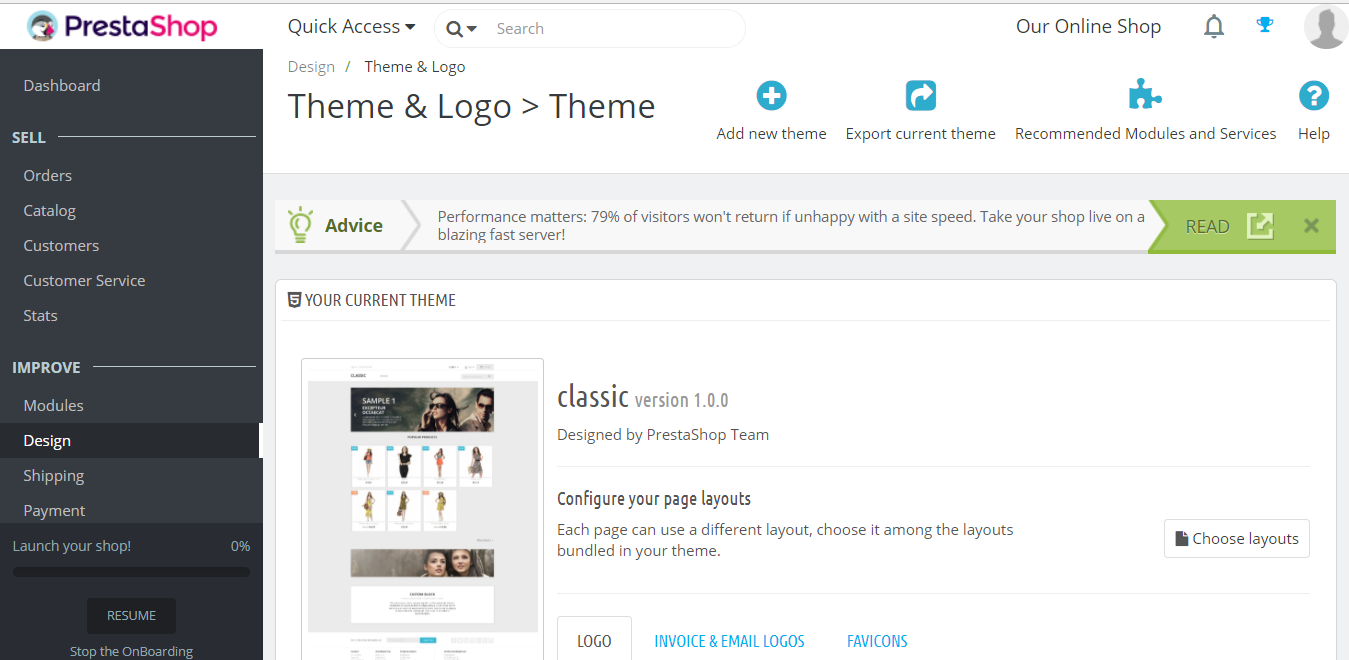 Add new PrestaShop Theme