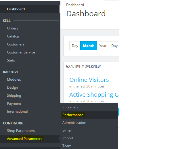 Reaching PrestaShop performance section