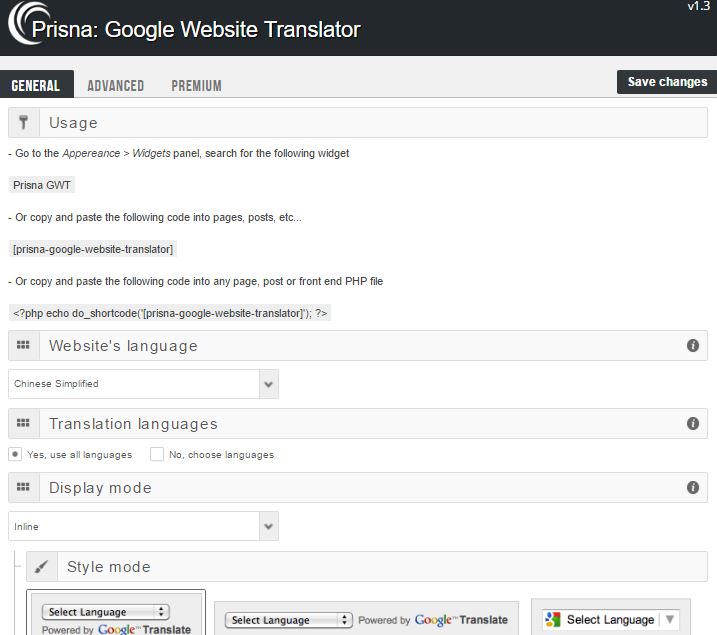 Setting site language Chinese with Prisma plugin