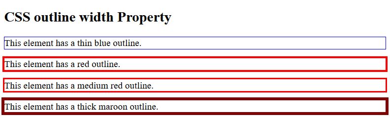 CSS Outline Width Property Example
