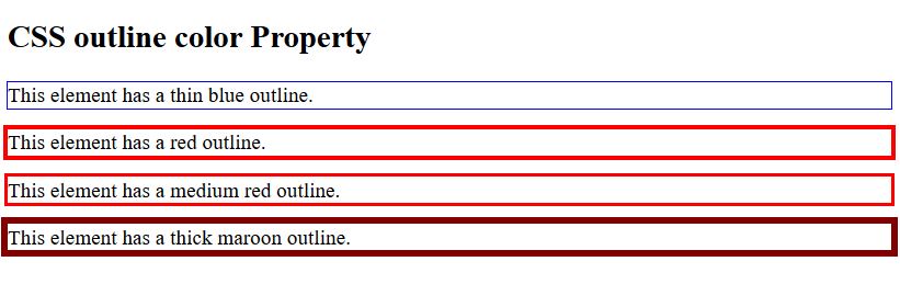 CSS outline color property example