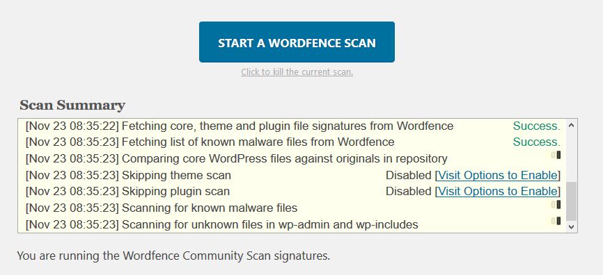 Live Scan by WordFence Security Plugin