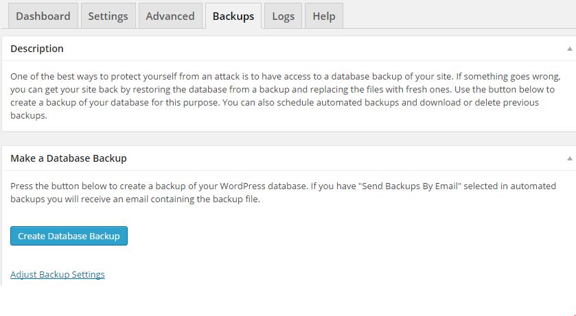 iThemes Backup feature for WordPress
