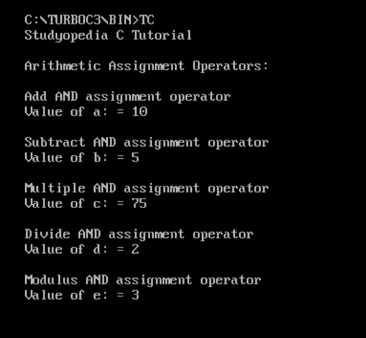 C Programming Arithmetic Assignment Operators