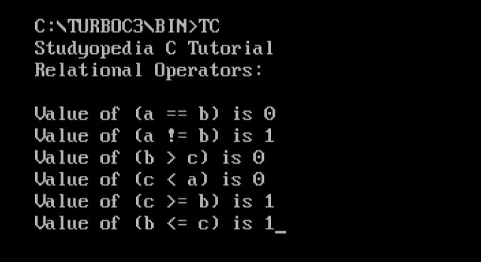 C Programming Relational Operators