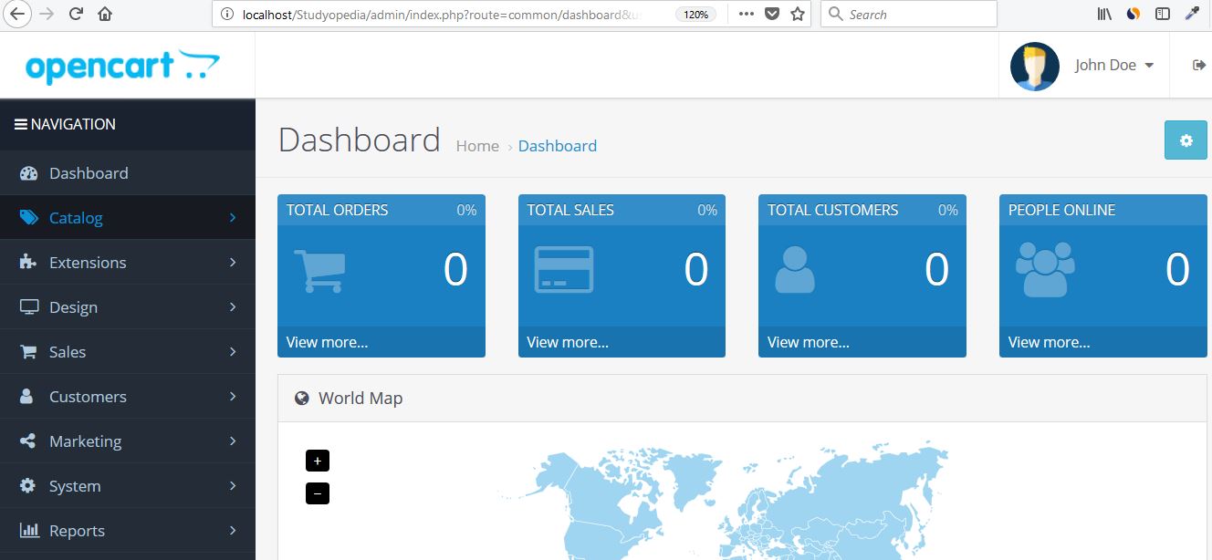 Reaching OpenCart Dashboard to add new product