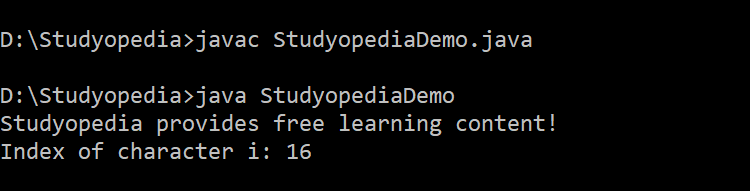 String IndexOf int Ch Int FromIndex Method In Java Studyopedia